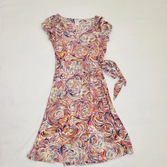 COLLETTE DINNIGAN Wrap 100% Silk Wrap Dress Size Small Abstract Print Artsy - Picture 8 of 14